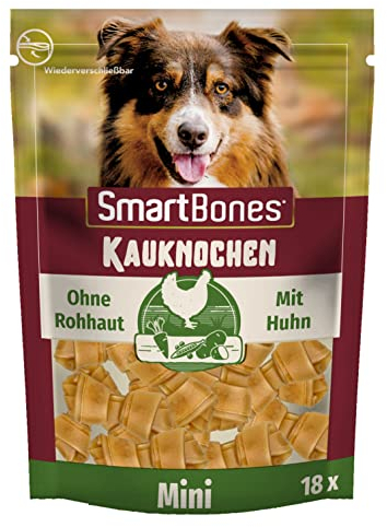 SmartBones Kauknochen Mini - Kausnack mit Huhn für kleine Hunde, Knochen mit weicher Textur, ohne Rohhaut, 18 Stück