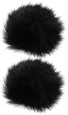 KESOTO 2Pcs Schwarz Mikrofon Windschutzscheibe Für Revers Lavalier-Mikrofon Miniatur Fell-Windschutz, Ca. 3 cm