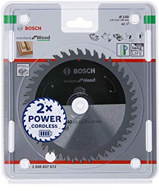 Bosch Accessories Lama Per Sega Circolare Standard For Wood (Legno, 140 x 20 x 1.5 mm, 42 Denti, Accessorio Per Sega Circolare A Batteria)