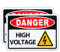 Schild mit englischer Aufschrift Danger - High Voltage, 25,4 x 17,8 cm, 10,2 cm, Aluminiumschild, rostfrei, Aluminium, UV-geschützt und wetterfest, 2 Stück