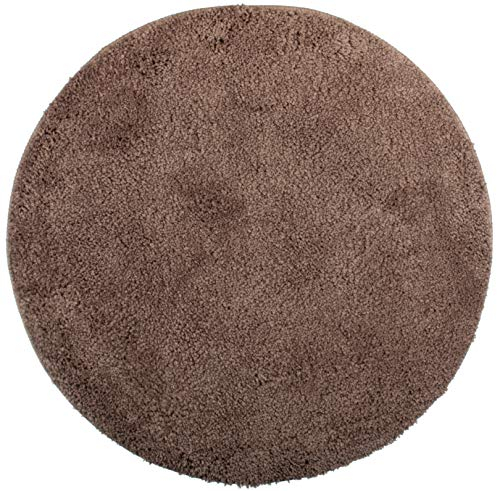 Brandsseller Badezimmerteppich Ø 60 cm Badvorleger Badematte Badteppich rund Chenille rutschfest saugstark maschinenwaschbar - Taupe