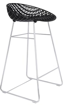 Kartell Smatrik Stool, Barhocker, Schwarz mit Chromstruktur