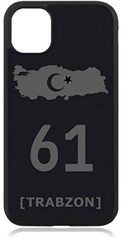 aina Kompatibel mit iPhone 11 PRO Türkiye Türkei 61 Trabzon Mattschwarz Schwarz Silikon Handyhülle Case Hülle Cover
