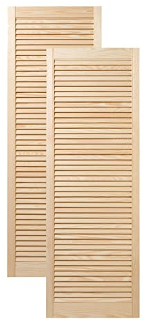 ben+camilla.com Doppel-Paket / 2-er Pack Lamellentüren 140,6 x 49,4 cm Holztür Natur mit offenen Lamellen für Regale, Schränke, Möbel | Kiefer Holz unbehandelt