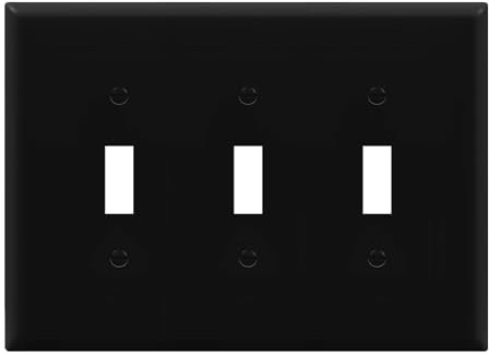 ENERLITES Plaque murale triple pour interrupteur à bascule, finition brillante, 3 interrupteurs de taille moyenne 12,4 x 17,2 cm, polycarbonate thermoplastique incassable, certifié UL, 8813M-BK, noir