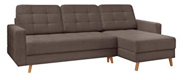 Ecksofa mit Schlaffunktion mit Bettkasten Sofa Couch L-Form Polstergarnitur Wohnlandschaft Polstersofa mit Ottomane Couchgranitur - LESLO I (Braun, Ecksofa Rechts)