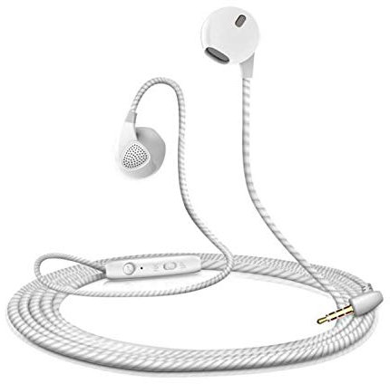 Auriculares planos para Samsung Galaxy S20 FE Smartphone con Micro Reglage Kit Mano Libre Auriculares Universal Jack (blanco)
