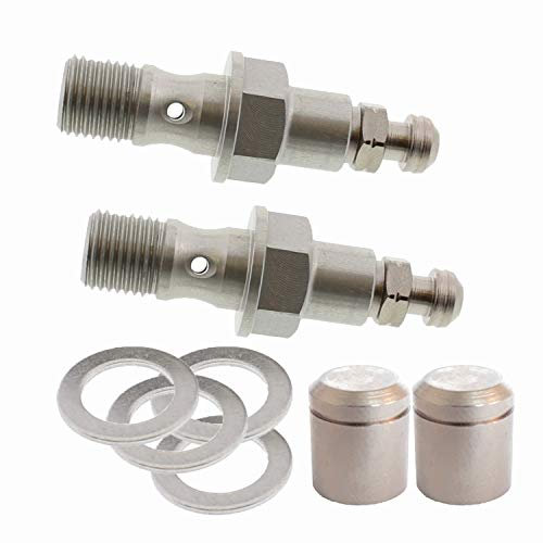 Set Stahlbus Hohlschrauben mit Entlüftungsventil M10x1.0 Alu + 2 Abdeckkappen vernickelt