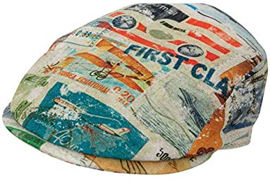 UV Schiebermütze Flatcap (L, Briefmarken) Unisex Erwachsene