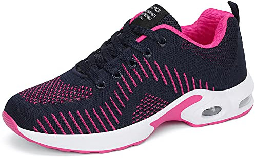 DANNTO Damen Laufschuhe Atmungsaktiv Turnschuhe Schnürer Leichte Stoßfest Mode Sportschuhe Outdoor Athletisch Sneaker für Gym Walking Jogging Laufen Basketball Frühling Sommer(Blau-Rose,38)