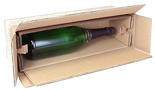 smiley pack Flaschenkarton Magnum Weinkarton für 1 Flasche inkl. Einlage Magnum Wein Sekt Champagner Spirituosen Saft Gin PTZ DHL DPD Hermes Weinversandkarton Bordeaux Schlegel Magnum 1,5l (50)