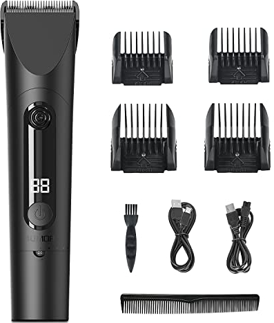 4UMOR Haarschneidemaschine Profi 6H Betriebszeit 9 präzisen Längeneinstellungen wiederaufladbar Haarschneider Herren mit LED Display Haarschneider wasserdicht für Männer Schwarz