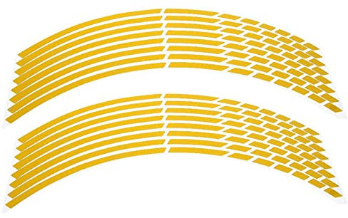 Adesivi per ruote per cerchi, 16 pezzi per moto da bici 16-18 pollici Adesivi per strisce riflettenti per ruote Accessorio decorativo(giallo)