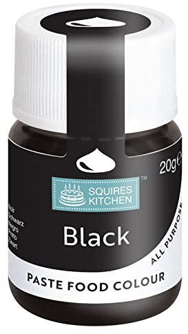 Squires Kitchen Black Food Colouring Paste, Concentrated Food Colour for Use with Sugarpaste, Icing, Fondant, Modelling Pastes, Buttercream, Royal Icing, Cake Mixes and More - 20g