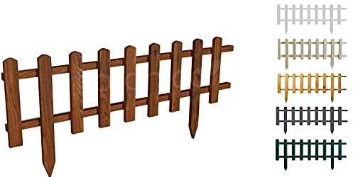 Floranica Beeteinfassung Steckzaun Zierzaun 20 cm x 100 cm Braun Gartenzaun aus Holz Dekozaun Lattenzaun Rasenkante imprägniert Umzäunung für Garten Wege Beeten
