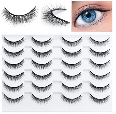 SONAFEEL Short False Eyelashes Natural Look, 3D Strip Lashes, 12 Pairs