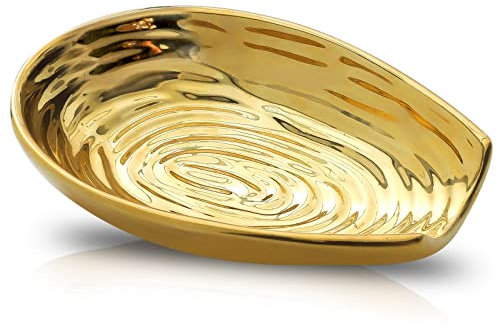 Hasense Spoon Rest for Stove Top, Ceramic Gold Spoon Holder for Stove Top and Kitchen Counter, Large Stable Heat-resistant Utensil Rest for Cooking, Spatula Ladles Tongs, Home Kitchen Decor, 1 PC