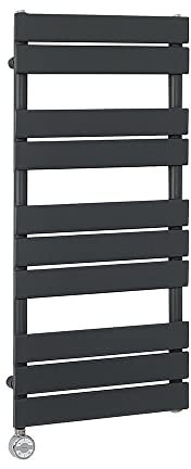 Milano Lustro 600W Anthracite Flat Panel Electric Heated Towel Rail Thermostatic - 975mm x 450mm