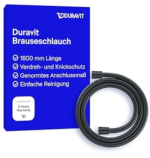 Duravit Universal Brauseschlauch, flexibler Duschschlauch 1,60 m mit Verdrehschutz, knickfest, Schwarz Matt