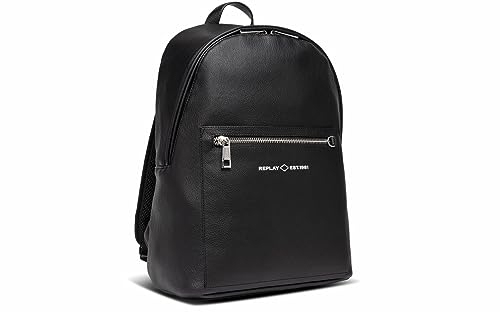 Replay Herren Rucksack Business aus Kunstleder, Black 098 (Schwarz), Onesize