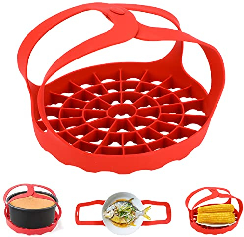 Vaporera de Silicona, Olla a presión Sling Silicone, Rejilla De Silicona para Elevador Rejilla para Huevos, Bakeware Lifter Soporte de Rejilla de Huevo de Silicona con Asas