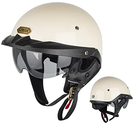 Motorradhelm Halbschalenhelm ECE Zulassung Baseball Cap Jethelm Deutscher Stil Offenem Helm Mit Sonnenblende Halbschale Rollerhelm Für Moped Cruiser Damen Herren 3,XXXL