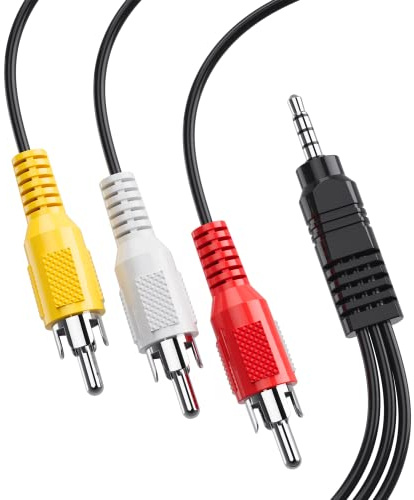 AV-Kabel (3,5 mm auf RCA), 1,5 m, für TV Handycam MP3 | AV-Kabel, 3,5 mm auf RCA, 1,5 m, für TV/Camcorder/MP3/Tablet, Stereo-Audio-Video, flexibles PVC