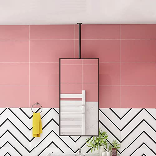Großer quadratischer Spiegel mit Metallstange, Metallrahmenspiegel für Bad, aufgehängte begehbaren Kleiderschrank Make-up-Spiegel, Decke montiert Spiegel - anpassbar (Größe: 40cmx60cm) () Dekoration