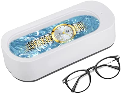 Jewellery Ultrasonic Cleaner Machine, 300ml Sonic 45KHz Ultrasonic Cleaner for Glasses Watches Jewelry, One Touch Sonic Cleaner for Cleaning Jewelry Rings Glasses Denture Watches