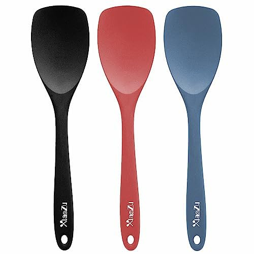Silicone Spatula Spoon Set,XiaoZu Heat Resistant Rubber Spoonula, Seamless Non-Stick Flexible Scrapers for Baking Mixing Tool,3 Pack, Assorted (Assorted)