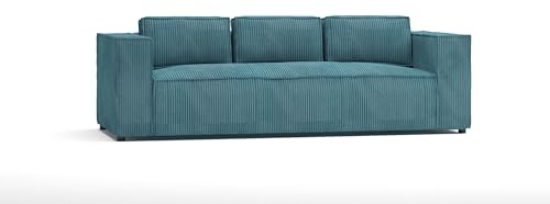 S-Style Möbel Nante Sofa 3-Sitzer Couch Wohnzimmersofa Lounge Couch mit Cordbezug Möbel Freistehende Polster Sofas & Couches Türkis 230 x 92 x 64 cm