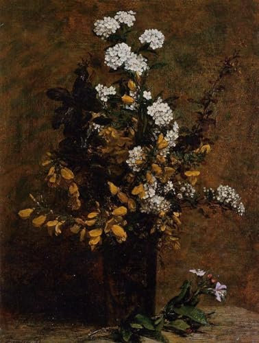 DTAUPREB Malen-nach-Zahlen-Set Besen und andere Frühlingsblumen in einer Vase Henri Fantin-Latour DIY-Ölgemälde-Set Malen nach Zahlen Zeichnen auf Leinwand Kunst Heimdekoration Geschenke