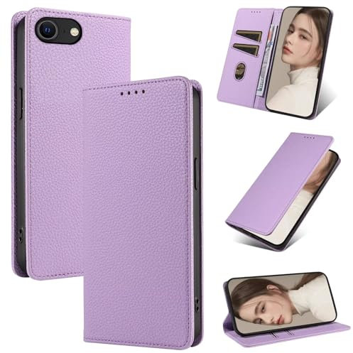 GoodcAcy for iPhone 6/iPhone 6s Case, 2 Card Slots Kickstand Magnetic Closure Shockproof Protective Phone Case for iPhone 6/iPhone 6s - Purple