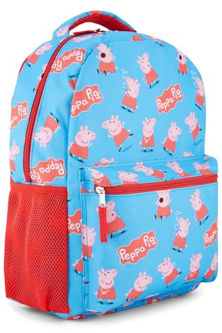 Peppa Pig Backpack for Girls - Peppa, George, Mummy and Daddy - 16 Backpack For School - Front Pocket and Laptop Sleeve Backpack for Girls and Toddlers - Preschool and Elementary School Bag