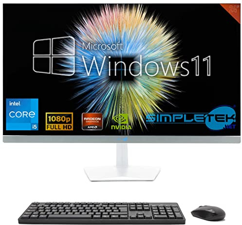 SIMPLETEK - 24 FHD All-in-One Computer | Core i5 | Windows 10 Pro | 8GB RAM | 240GB SSD | GT710 2GB Dedicated Graphics Card | With Integrated 5MP Webcam, Wifi 6 and BT 5.2