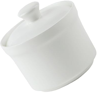 ABOOFAN olla de cerámica arcilla blanca huevo de vapor coreano recipientes cocina platos hondos sopa crema de mantequilla sartenes con tapa tazón de cerámica olla de sopa mini