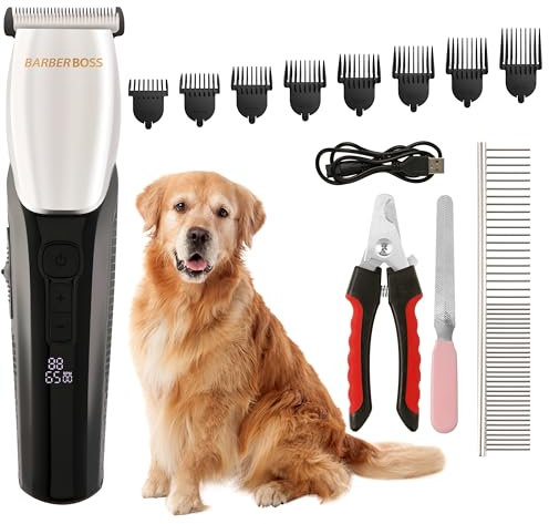 BarberBoss All-in-One Pet Grooming Kit - Cordless Dog & Cat Clippers for Matted Fur & Thick Hair