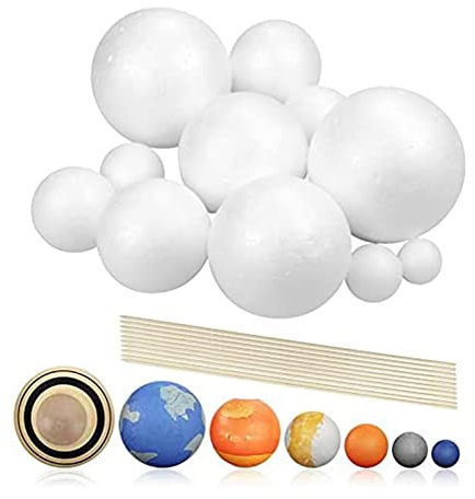 Dasing PlanetModel Crafts Projekt-Set für Solarsysteme, 14 Styroporkugeln, verschiedene Größen für Schulprojekte