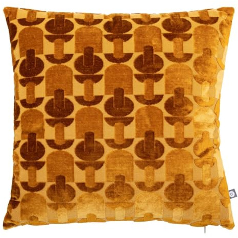 Atmosphera - Kissen Luna Jacquard samt ockerfarben 40x40cm