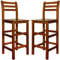 Casaria® Barhocker 2er Set Holz mit Lehne Outdoor 75cm Sitzhöhe Akazie 150kg Belastbarkeit Fußstütze Massiv Rustikal Garten Küche Bar Stuhl Hocker Braun