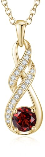 LOCIBLO Infinity Birthstone Necklace for Women Birthday Jewellery Gifts | 925 Sterling Silver, Real Gold Plated, Created Gemstone, Adjustable Chain 16+2, Anniversary Christmas Gift