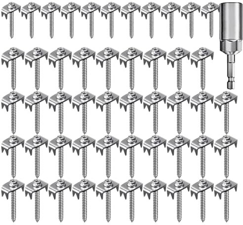 Lot de 50 vis de poteau de clôture pour bois tendre, clous de clôture, vis de poteau pour bois tendre, clous de clôture, fixations de clôture pour grillage et grillage