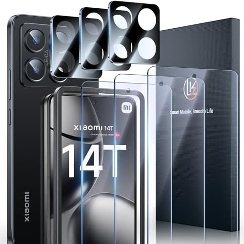 LK 3+3 Schutzfolie für Xiaomi 14T Panzer Schutz Glas, 3 SchutzGlas und 3 Kameraschutz,9H Härte, Ultra klar Displayfolie, Blasenfreie，Kratzfest und Verschleißfest Folie