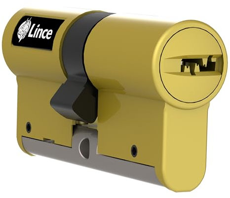 Cilindro de alta seguridad LINCE C7 L30+60, triple bloqueo patentado, anti-golpes, anti-rotura, función desbloqueable (antipánico), 5 llaves reversibles, certificado EN 1303:2016.