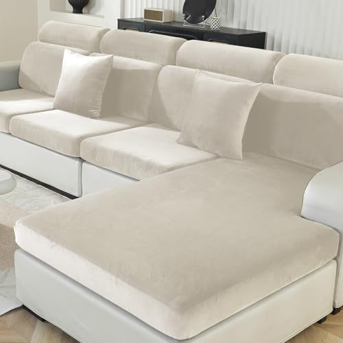 Ystyle Sofa Sitzkissenbezug Stretch, Elastischer Samt Sofa Sitzbezug rutschfest, Universal Sofaschoner Sitzfläche Waschbare, Sofakissen Bezug Sitzbank Bezug (Großer 1 Sitzer, Beige)