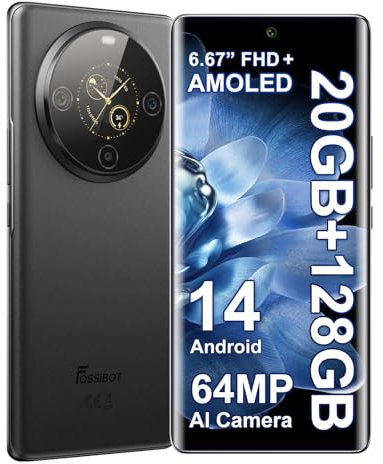 FOSSiBOT S3 Pro cellulare 2025 smartphone Android con display AMOLED da 6,67“+1,09” supplementare, 20GB di RAM, 128GB/1TB di storage, fotocamera AI da 64MP, batteria da 5000mAh,OTG,Dual SIM, NFC,