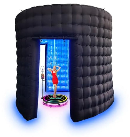 Studio Photo Gonflable Portable, 10 Pieds 360 Photomaton Machine Lumière LED Toile De Fond Intérieure, avec Ventilateur, 3 Portes + Rideau, pour Mariages, Fêtes, Photos De Mariage, Anniversaires