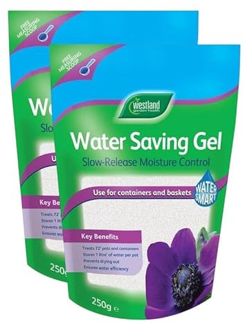 Westland Water Saving Gel, Pack of 2 (250g) – Advanced Slow Release Moisture Control for Pots, Containers & Hanging Baskets – Retains Water, Reduces Watering Frequency – Ideal for Summer & Holidays