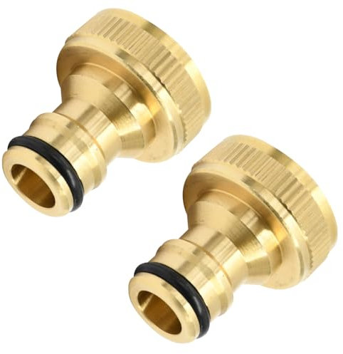 Dunnet Tools ONE 3/4 Inch Female Outside Tap Hose Pipe Connector Tap Adapter Brass Tap Hose Connector High Pressure Hosepipe Connectors Female Thread 3/4 Connector