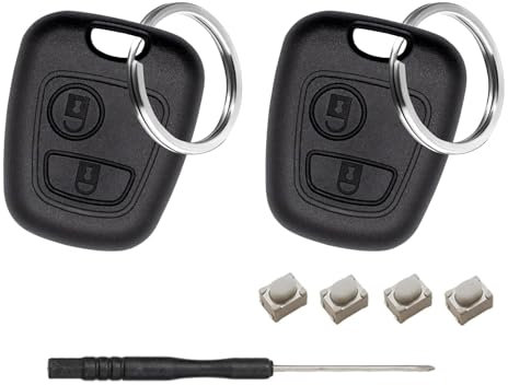 Kesiku 1 Pièces Boitier Clé pour Peugeot 106 107 206 207 306 307, Citroen C1 C2 C3 C4 C5 Xsara Picasso Berlingo Télécommande, Coque Clé Citroen C1, Clef Peugeot 206 - avec Tournevis et Porte-clé